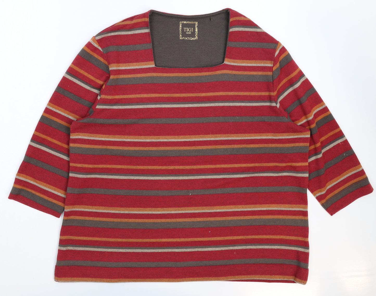 Tigi Womens Multicoloured Striped Knit Pullover Jumper Size 24