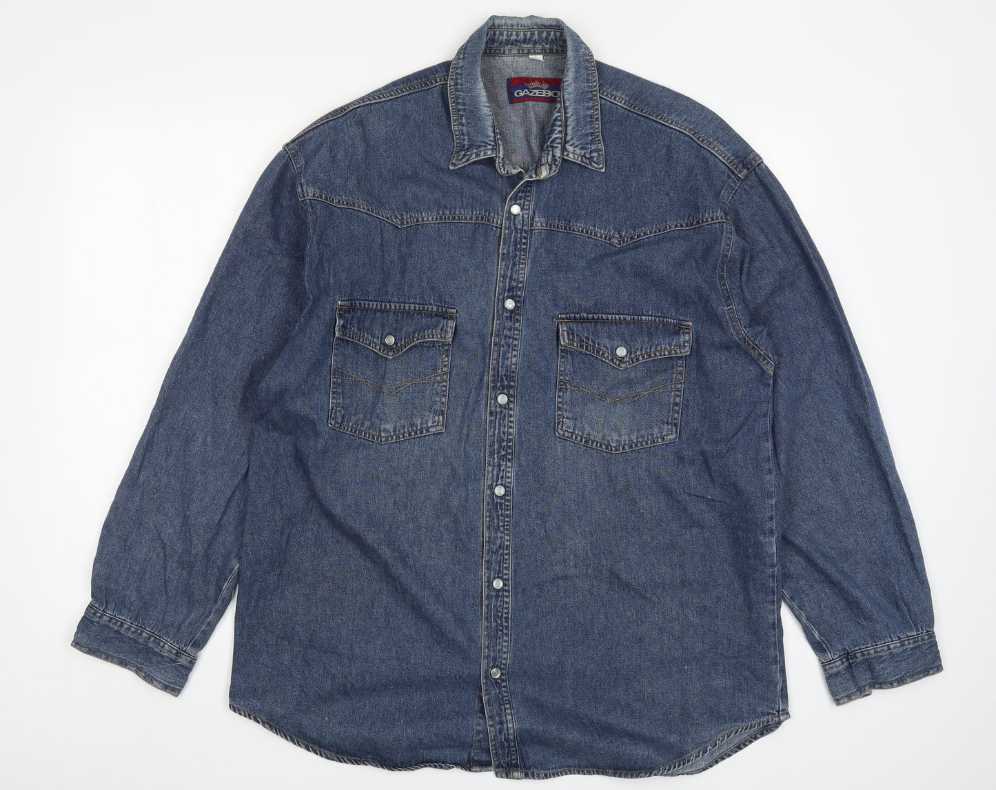 Gazebo Mens Blue  Denim  Button-Up Size M