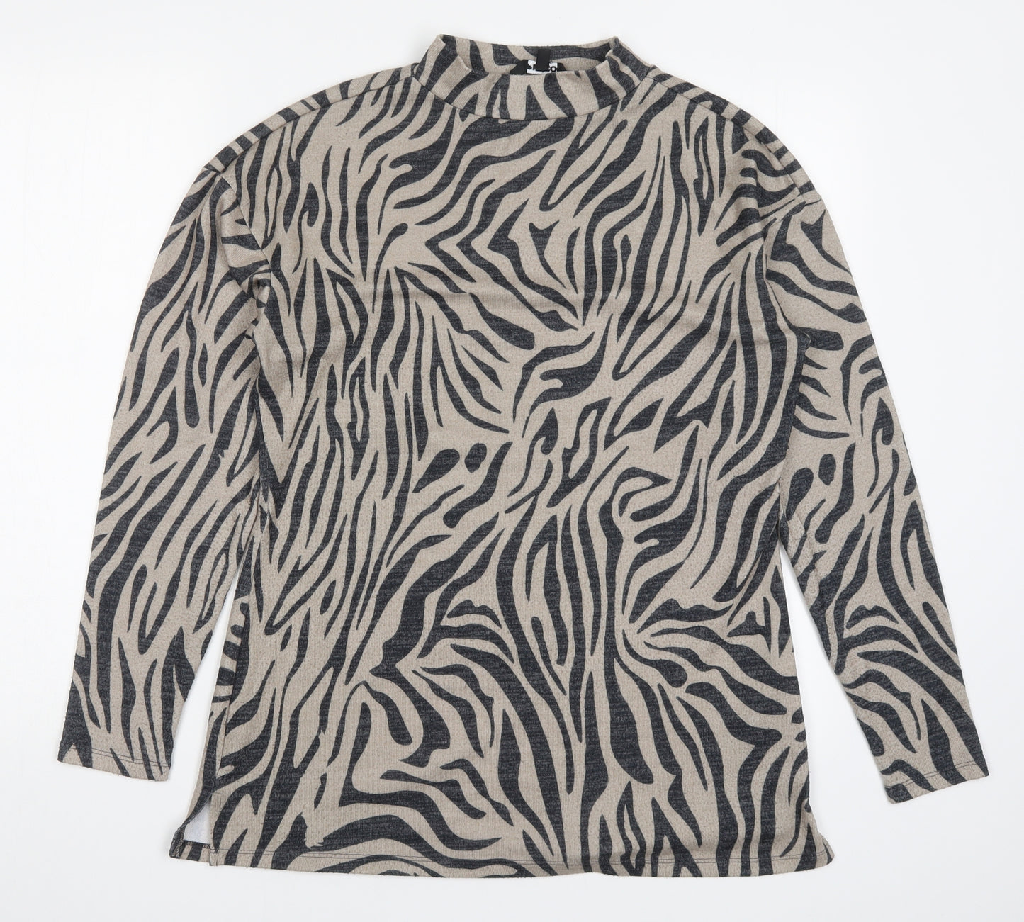 Pep&Co Womens Beige Animal Print  Basic T-Shirt Size 8