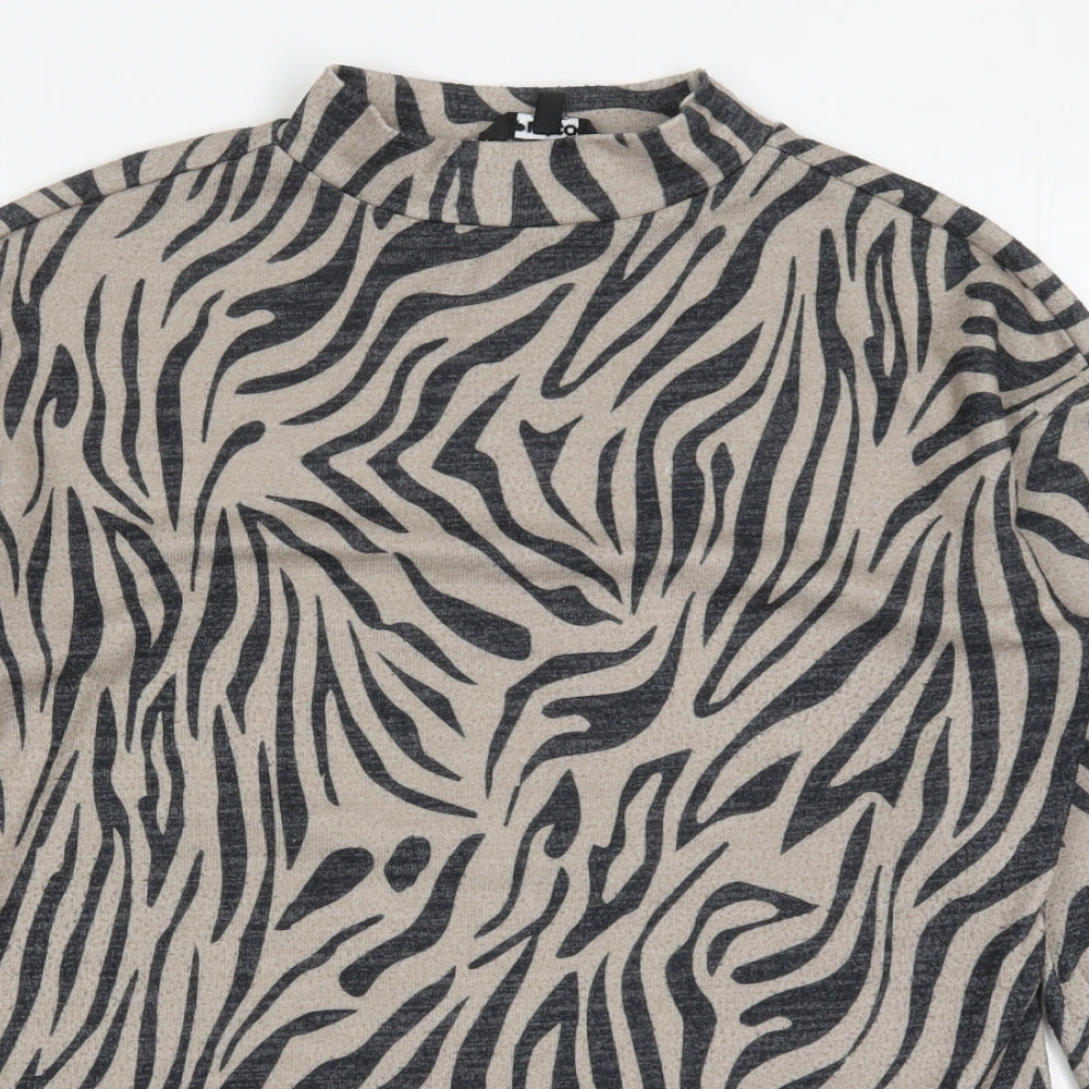 Pep&Co Womens Beige Animal Print  Basic T-Shirt Size 8