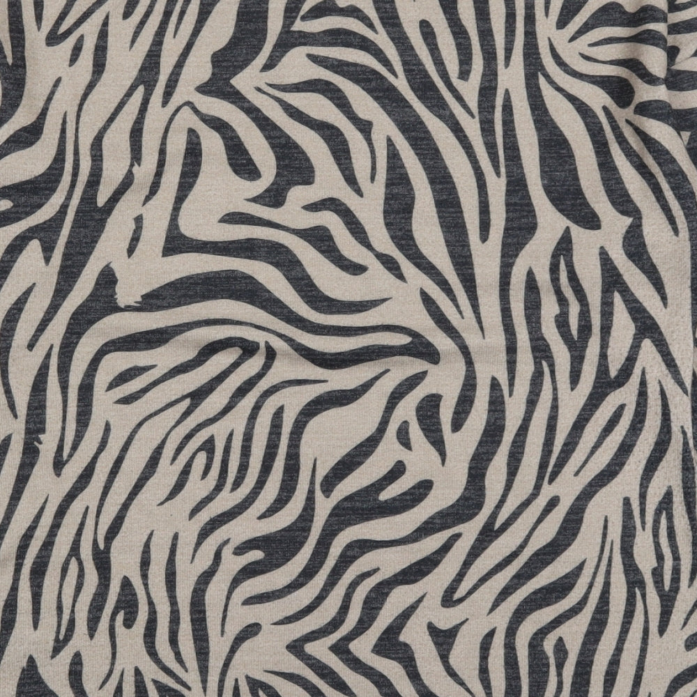 Pep&Co Womens Beige Animal Print  Basic T-Shirt Size 8