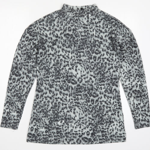 Pep&Co Womens Grey Animal Print  Basic T-Shirt Size 8