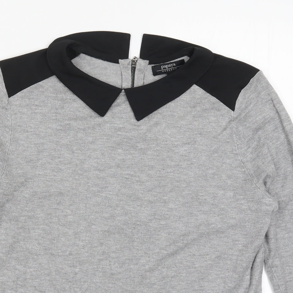 Papaya Womens Grey  Knit Pullover Jumper Size 10
