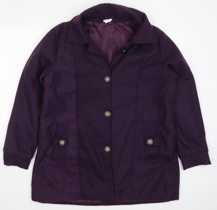 Gabriella Vicenga Womens Purple Pea Coat Coat Size 14