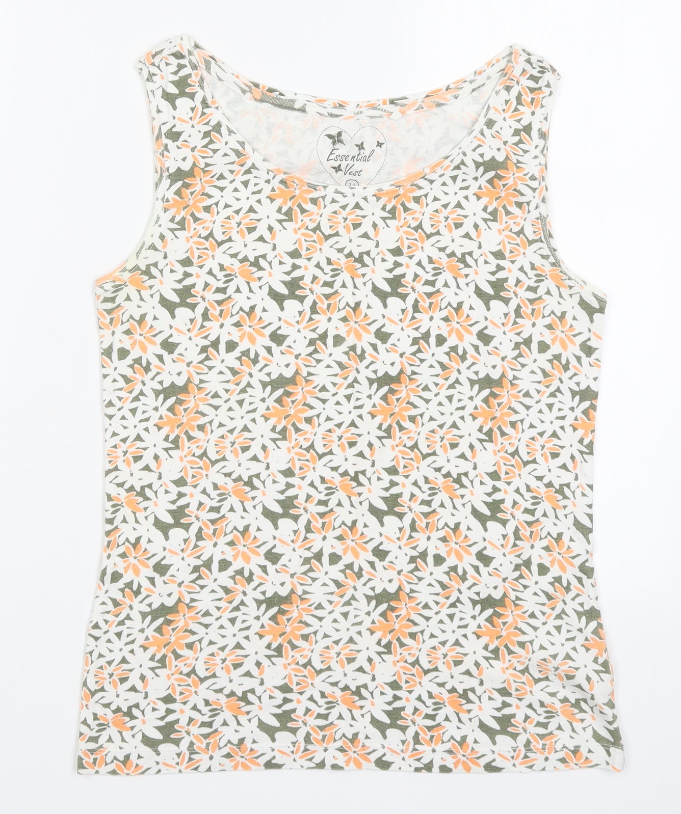 Debenhams Womens Green Floral  Basic Tank Size 14  - Orange