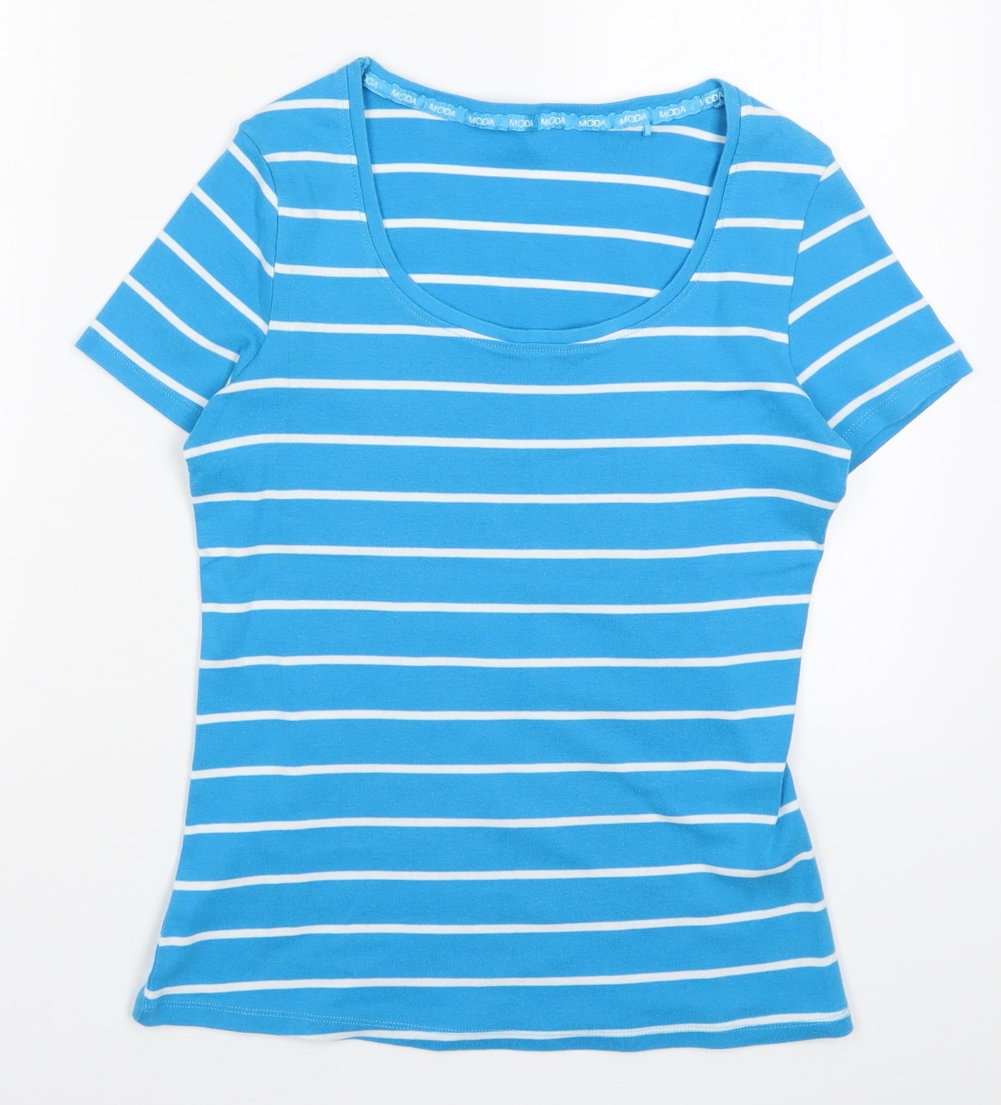 George Womens Blue Striped  Basic T-Shirt Size 14