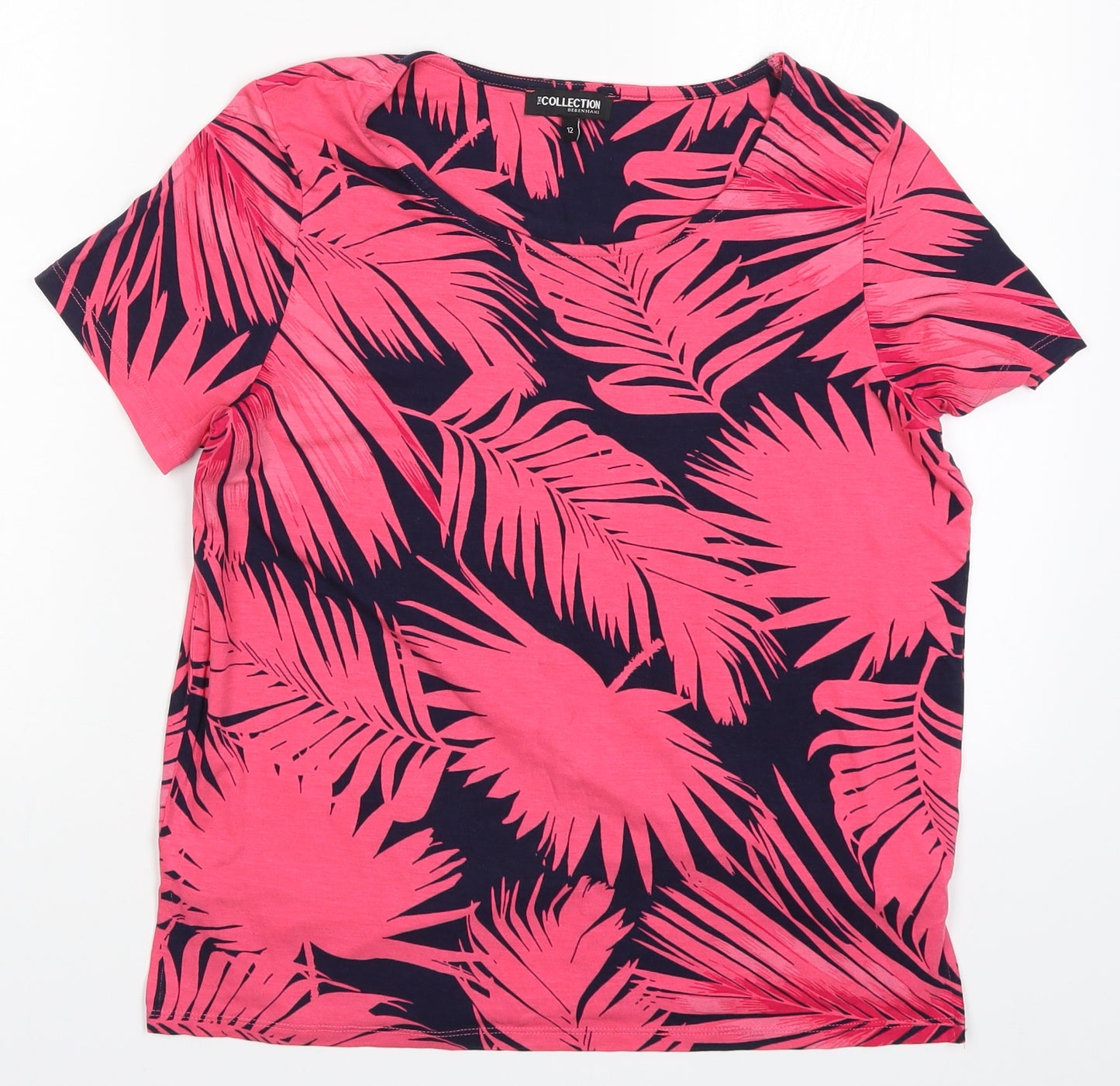 Debenhams Womens Pink Floral  Basic T-Shirt Size 12  - Leaf Print