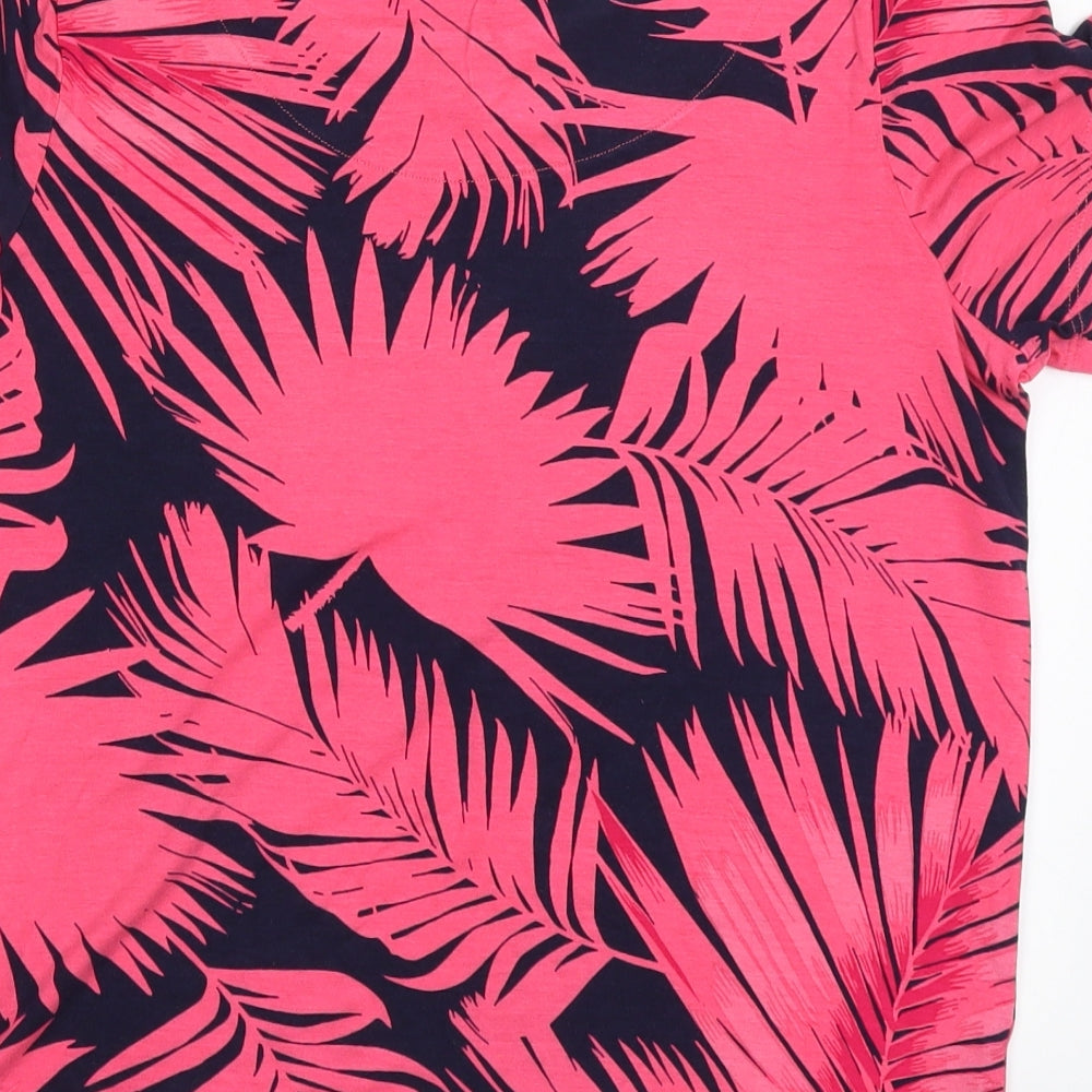 Debenhams Womens Pink Floral  Basic T-Shirt Size 12  - Leaf Print
