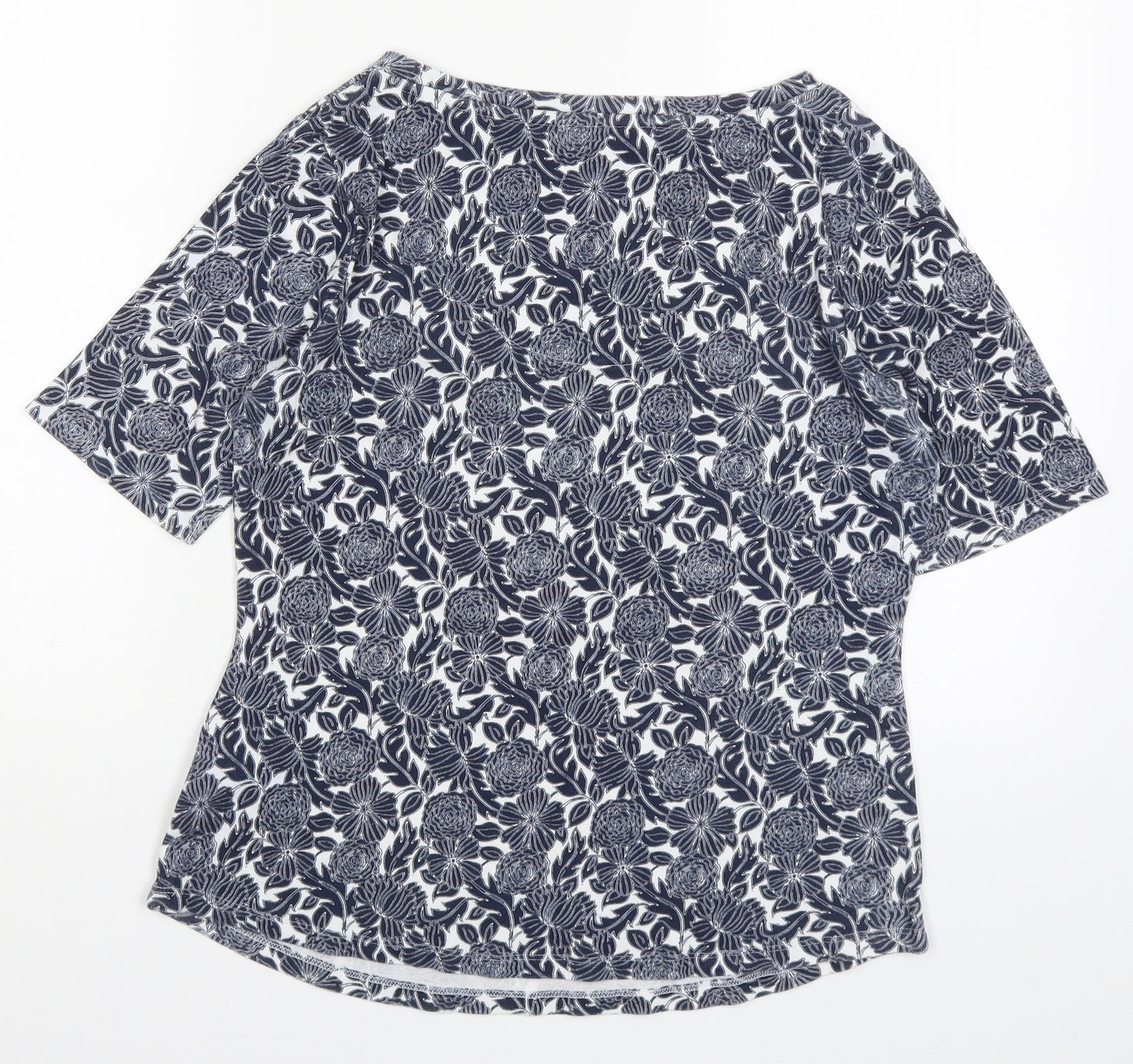 Marks and Spencer Womens Blue Floral  Basic T-Shirt Size 14