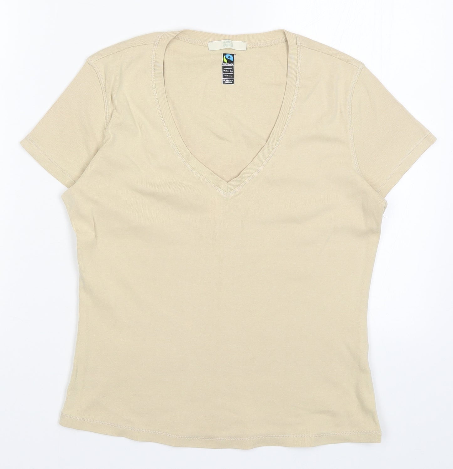 Marks and Spencer Womens Beige   Basic T-Shirt Size 14
