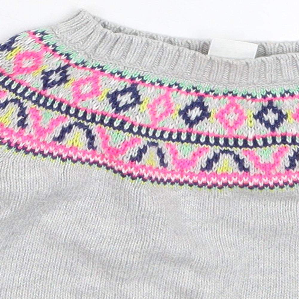 Carters Girls Grey Fair Isle Knit Pullover Jumper Size 6-9 Months