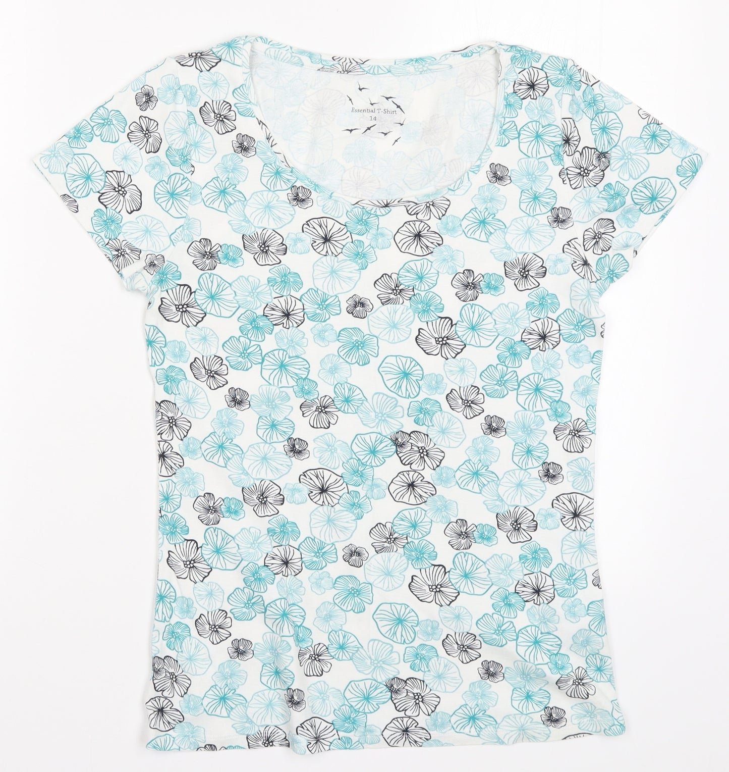 Debenhams Womens Blue Floral  Basic T-Shirt Size 14