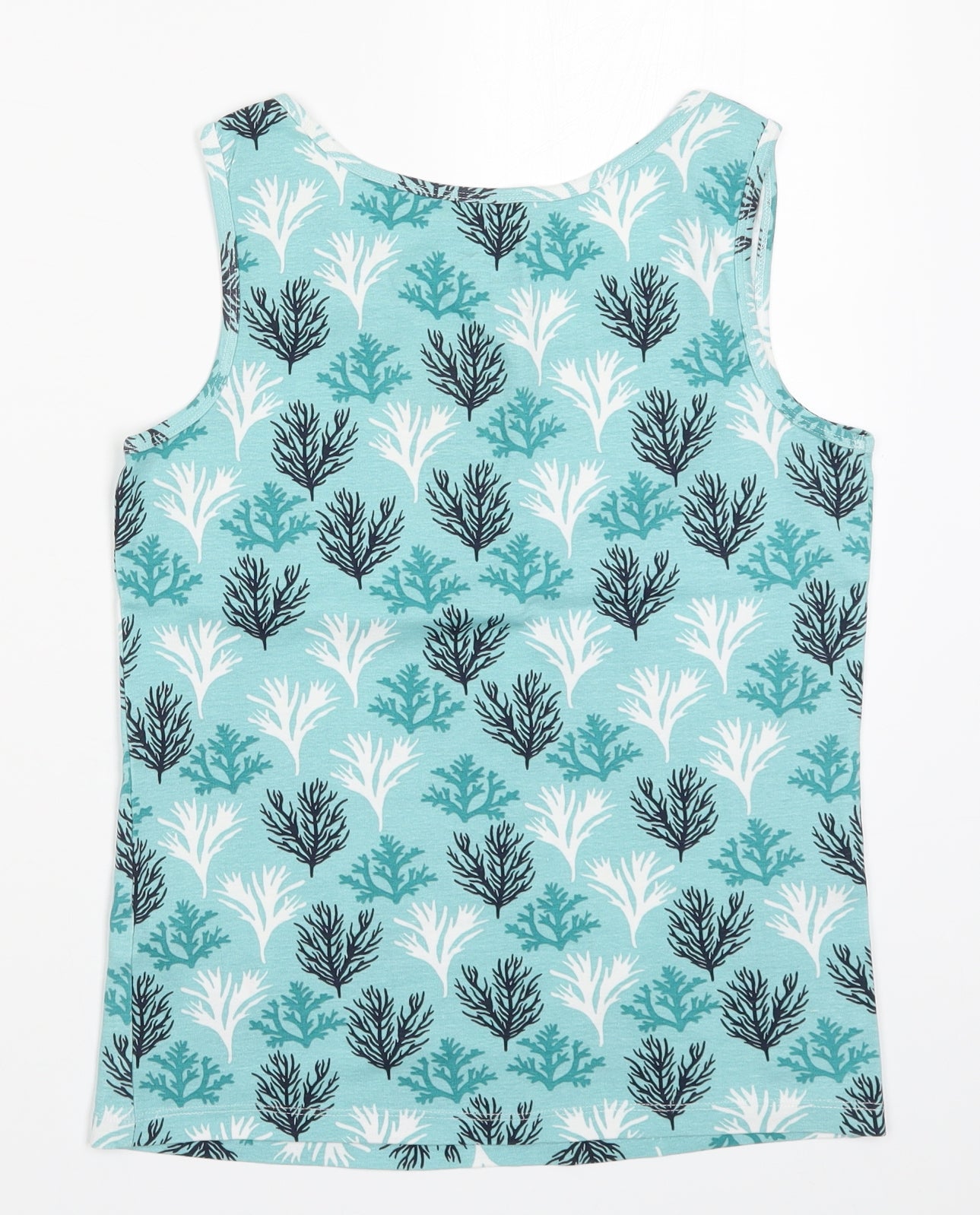 Debenhams Womens Blue   Basic Tank Size 14  - Leaf Print