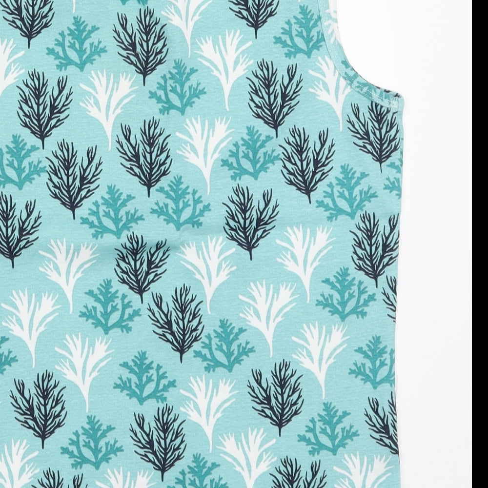 Debenhams Womens Blue   Basic Tank Size 14  - Leaf Print