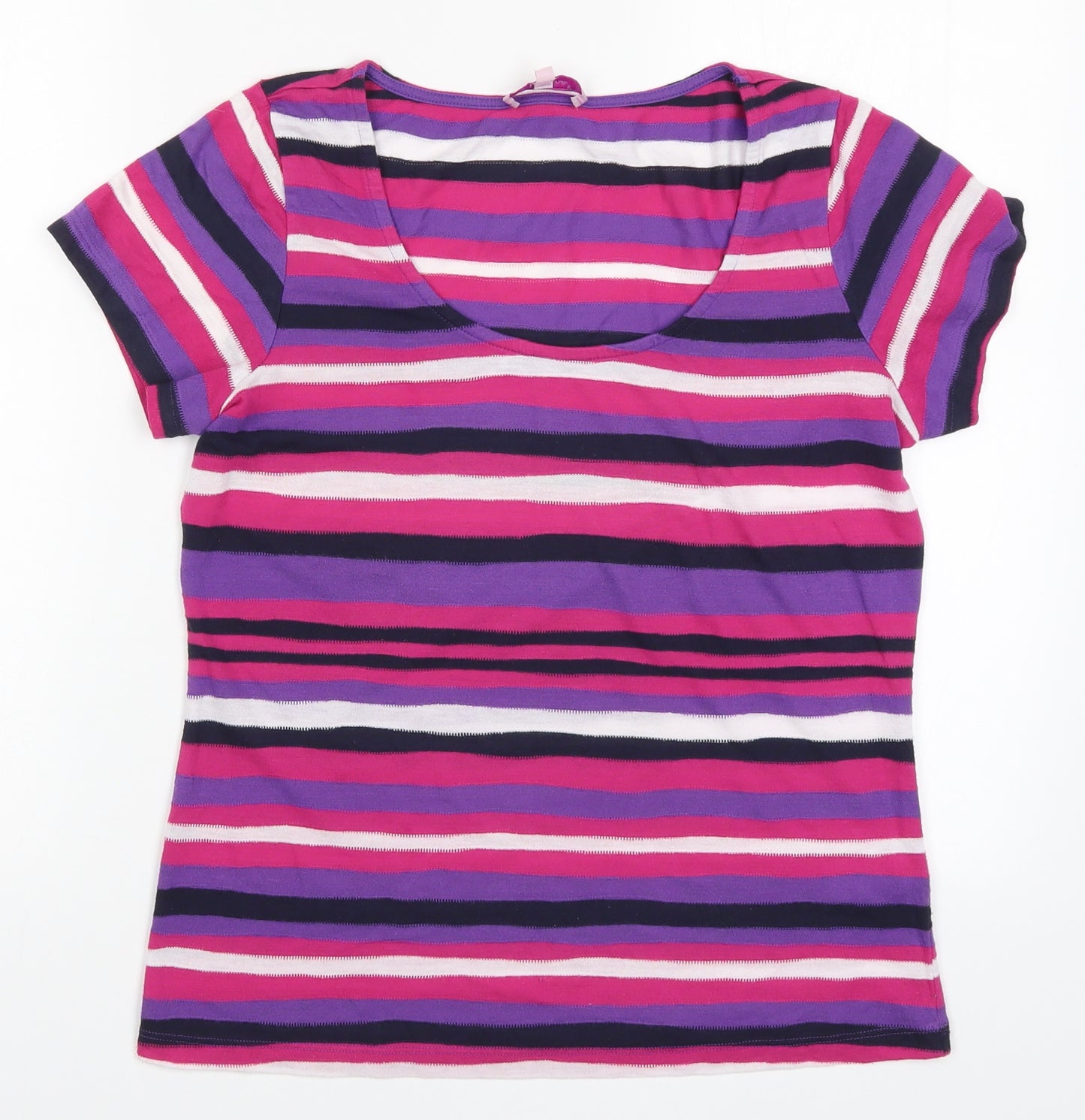 Per Una Womens Purple Striped  Basic T-Shirt Size 14  - Pink