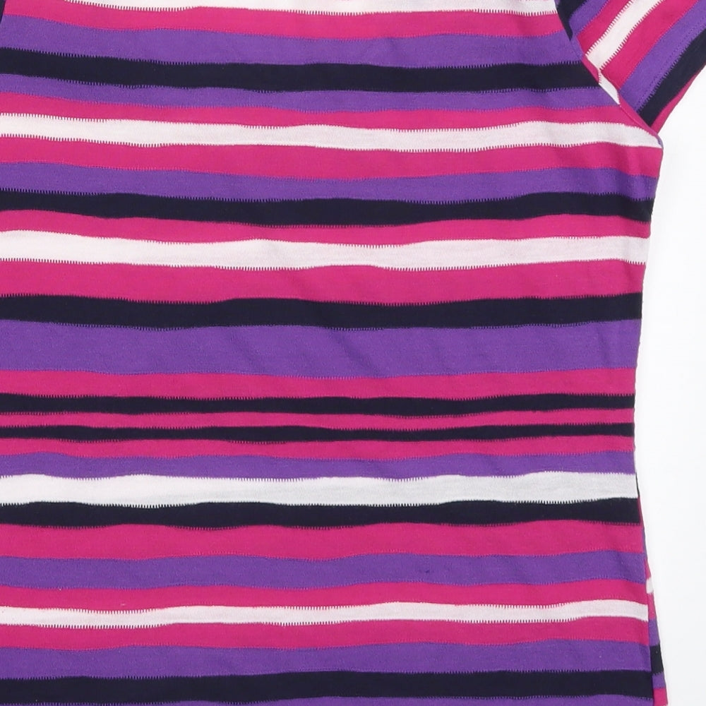 Per Una Womens Purple Striped  Basic T-Shirt Size 14  - Pink