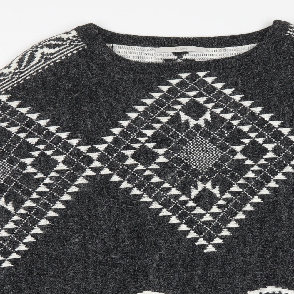 George Womens Grey Argyle/Diamond Knit Pullover Jumper Size M