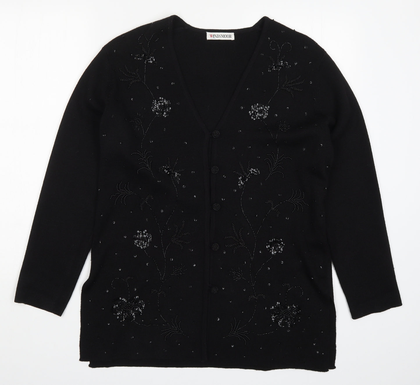 Windsmoor Womens Blue Floral Knit Cardigan Jumper Size S