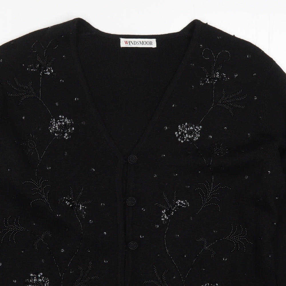Windsmoor Womens Blue Floral Knit Cardigan Jumper Size S
