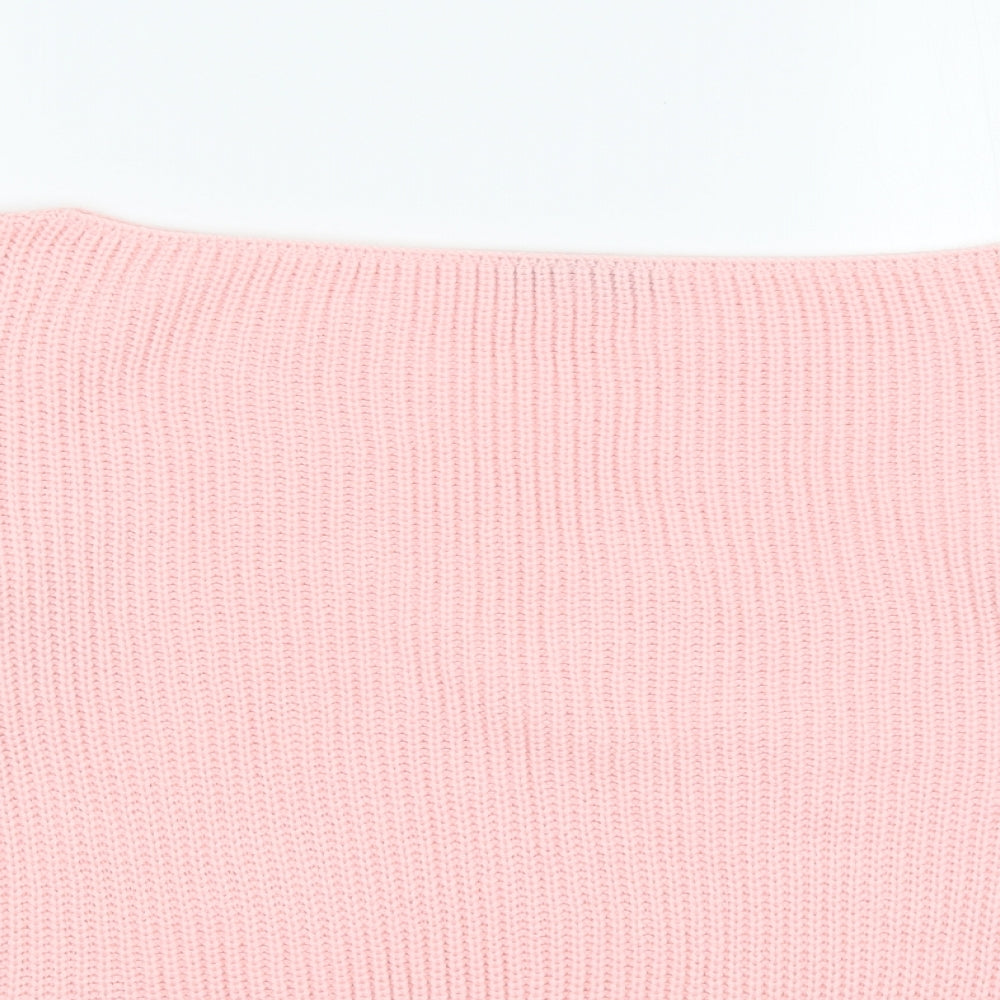 Boohoo Womens Pink  Knit Pullover Jumper Size L