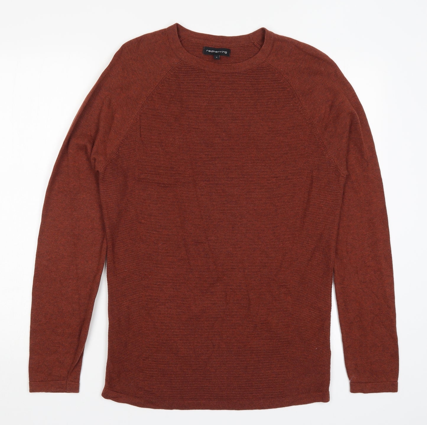Red Herring Mens Brown  Knit Pullover Jumper Size S
