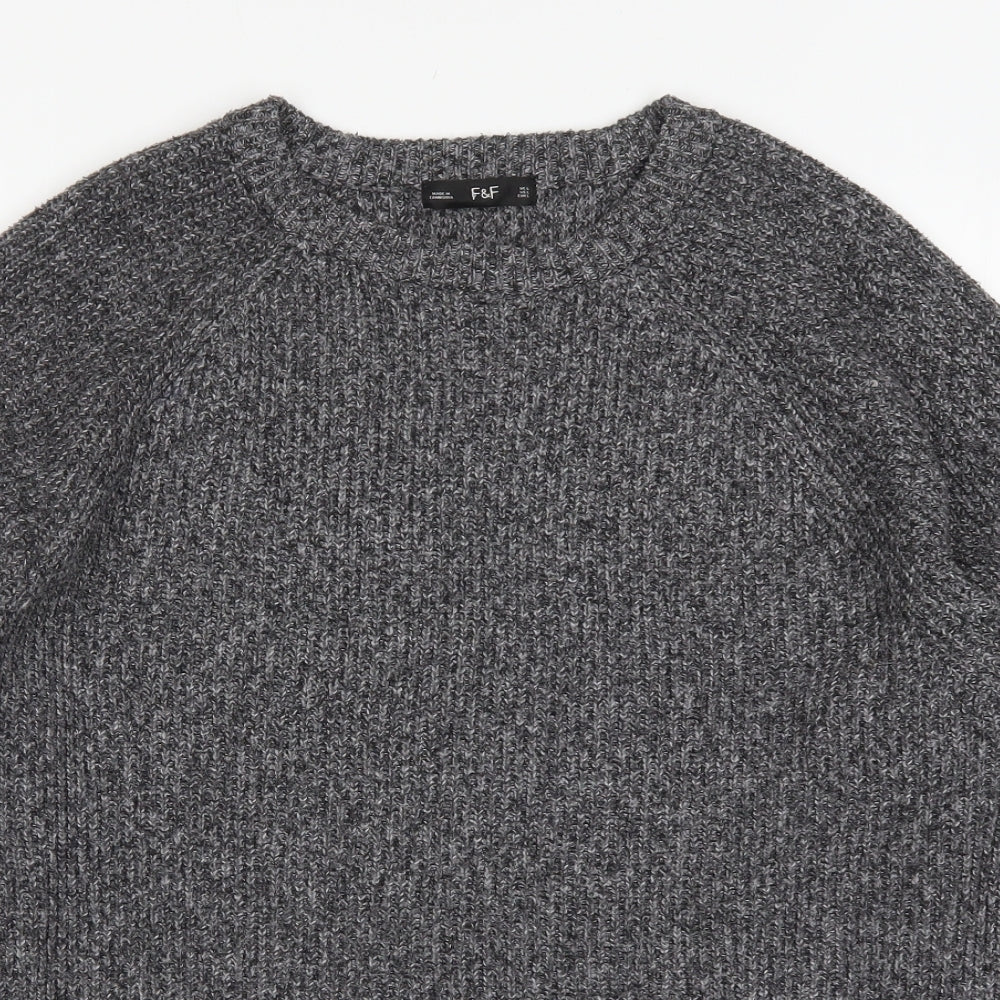 F&F Mens Grey  Knit Pullover Jumper Size L