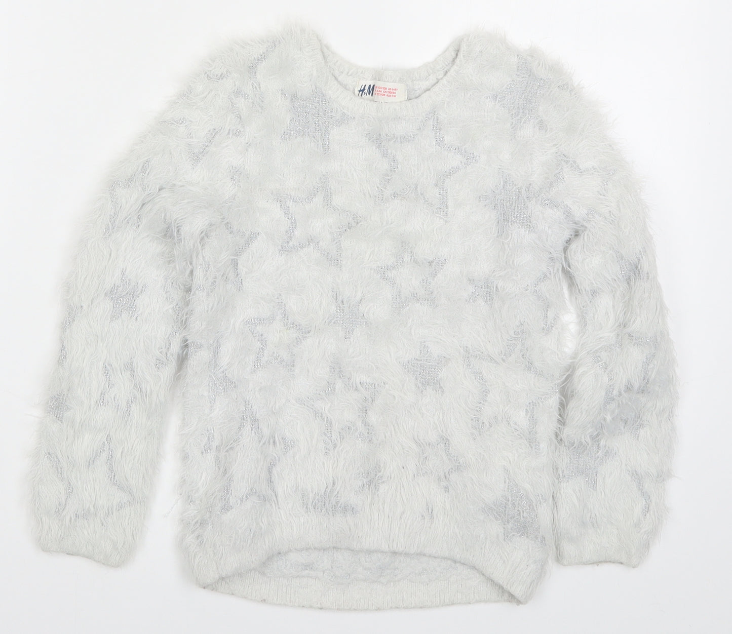 H&M Girls Grey   Pullover Jumper Size 7-8 Years  - Stars