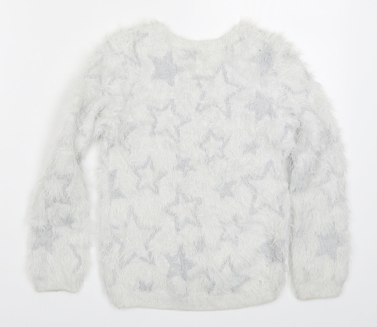 H&M Girls Grey   Pullover Jumper Size 7-8 Years  - Stars