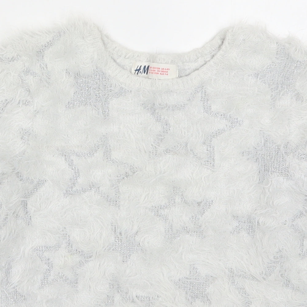 H&M Girls Grey   Pullover Jumper Size 7-8 Years  - Stars