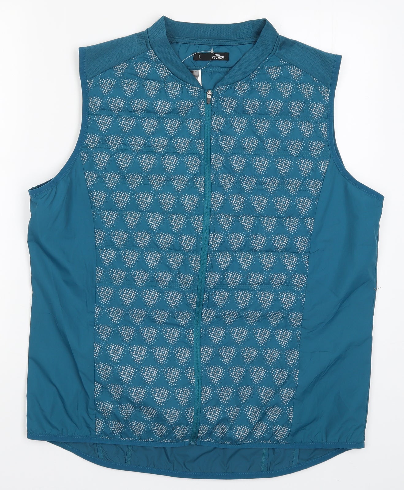 Crane Mens Blue Geometric  Gilet Coat Size L