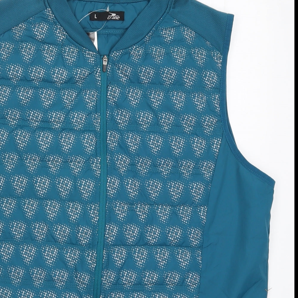 Crane Mens Blue Geometric  Gilet Coat Size L