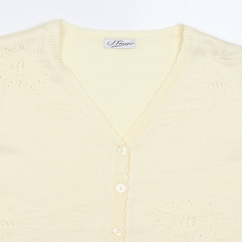 J Frazer Womens Ivory Floral Knit Cardigan Jumper Size 14
