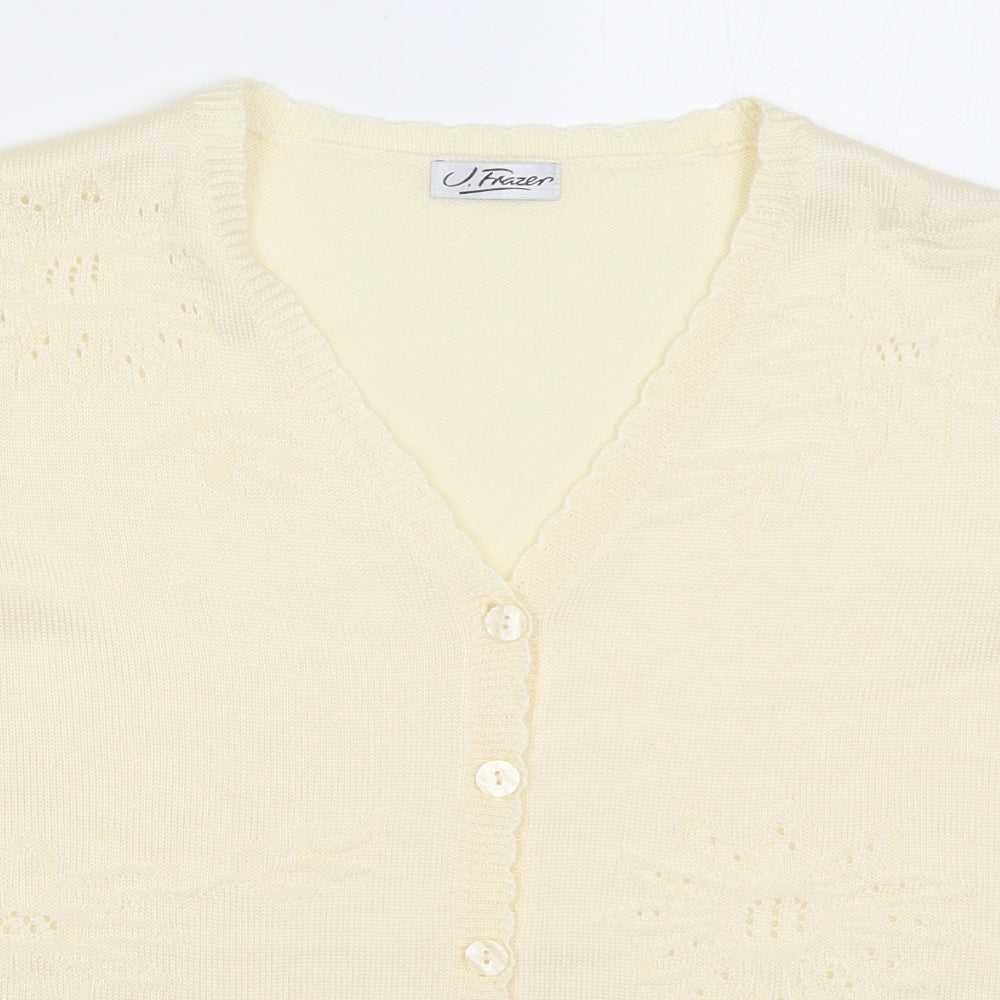 J Frazer Womens Ivory Floral Knit Cardigan Jumper Size 14