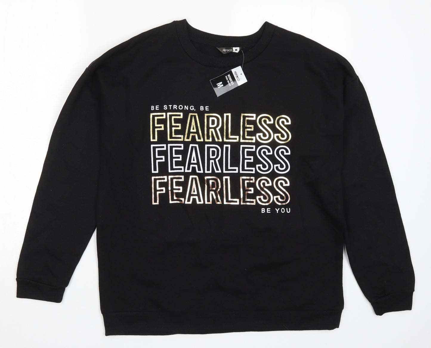 Pep&Co Womens Black   Pullover Sweatshirt Size M  - Be Strong Be Fearless Be You
