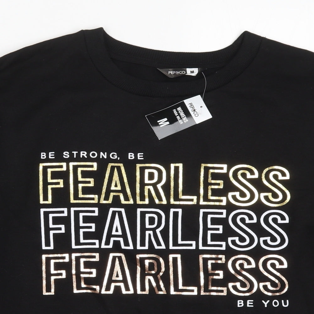 Pep&Co Womens Black   Pullover Sweatshirt Size M  - Be Strong Be Fearless Be You