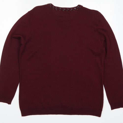 Riddella Womens Red  Knit Pullover Jumper Size 16