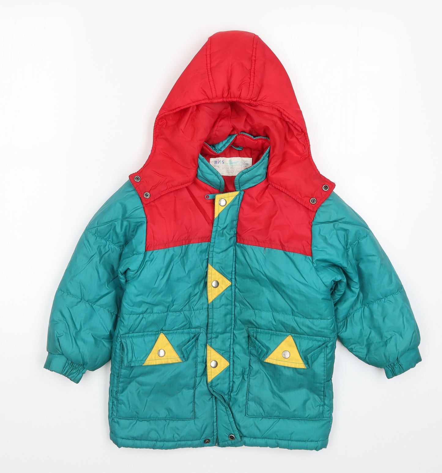 BHS Boys Multicoloured Colourblock  Basic Coat Coat Size 4 Years