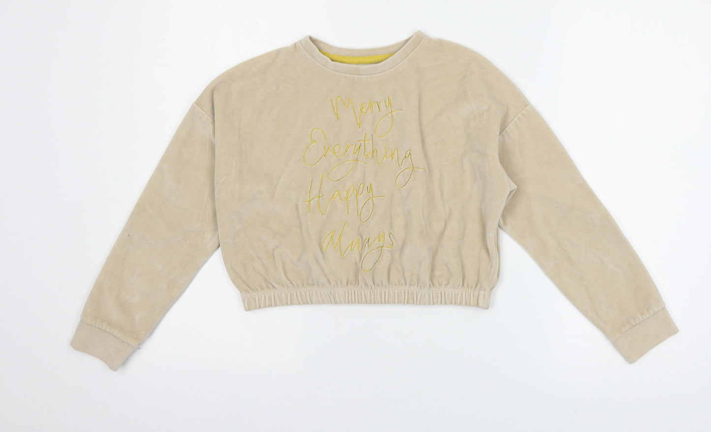George Girls Beige  Velvet Pullover Sweatshirt Size 8-9 Years  - Merry Christmas