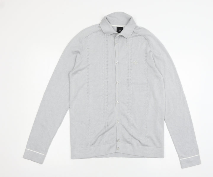 River Island Mens Grey  Knit Cardigan Jumper Size S