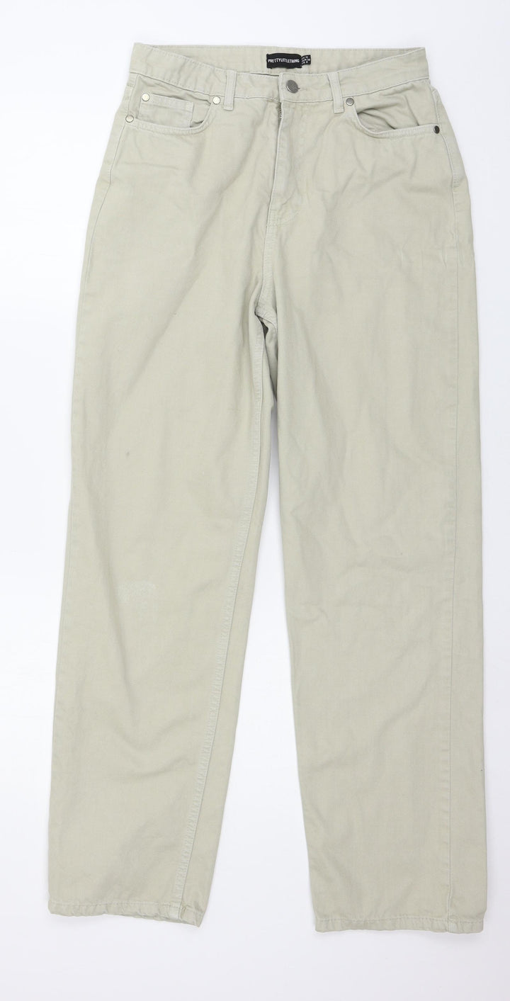 PRETTYLITTLETHING Womens Beige Denim Straight Jeans Size 10 L29 in