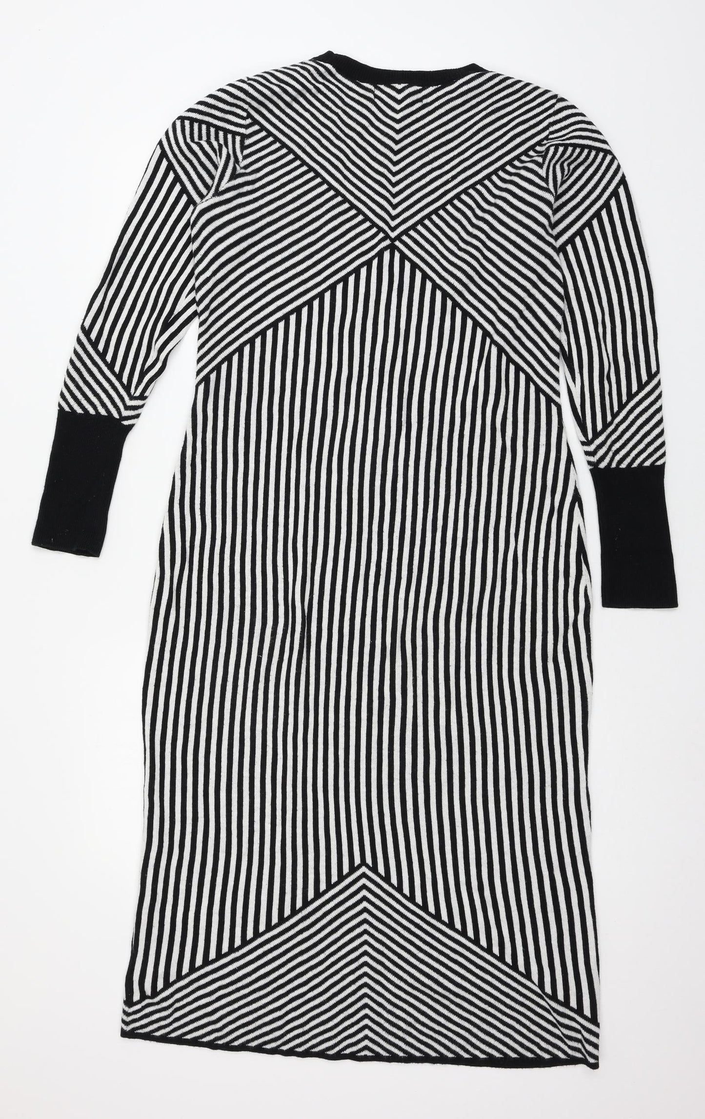 COERICION Womens Grey Striped Knit Jumper Dress  Size L