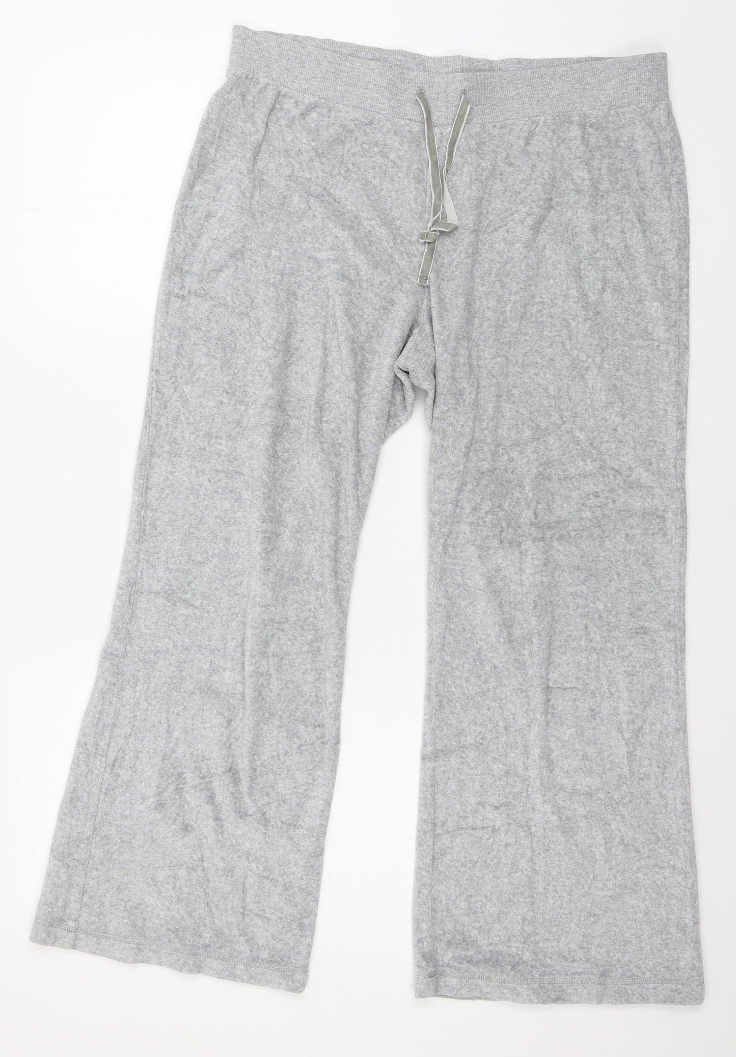 Marks Womens Grey  Velour Jogger Trousers Size 14 L24 in