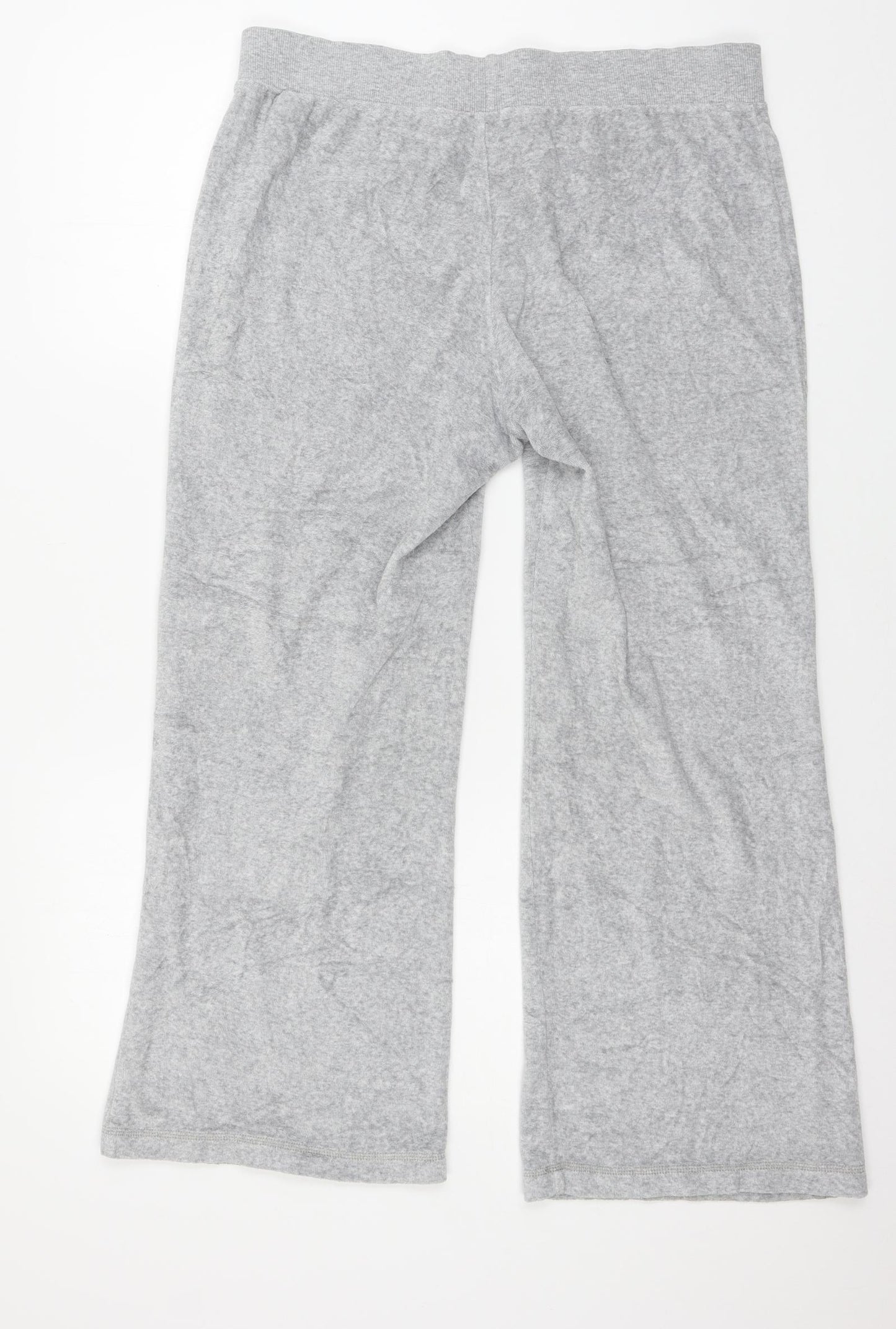 Marks Womens Grey  Velour Jogger Trousers Size 14 L24 in
