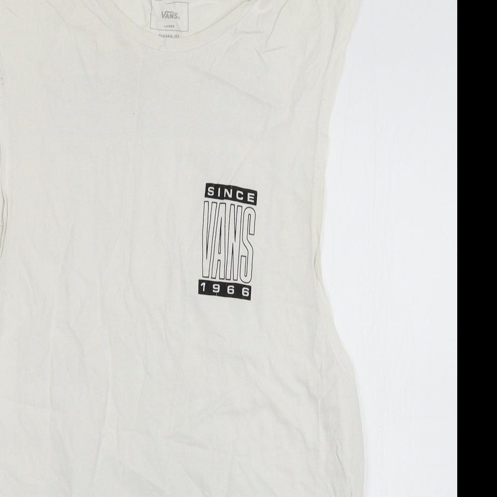 VANS Mens White  Jersey  T-Shirt Size L