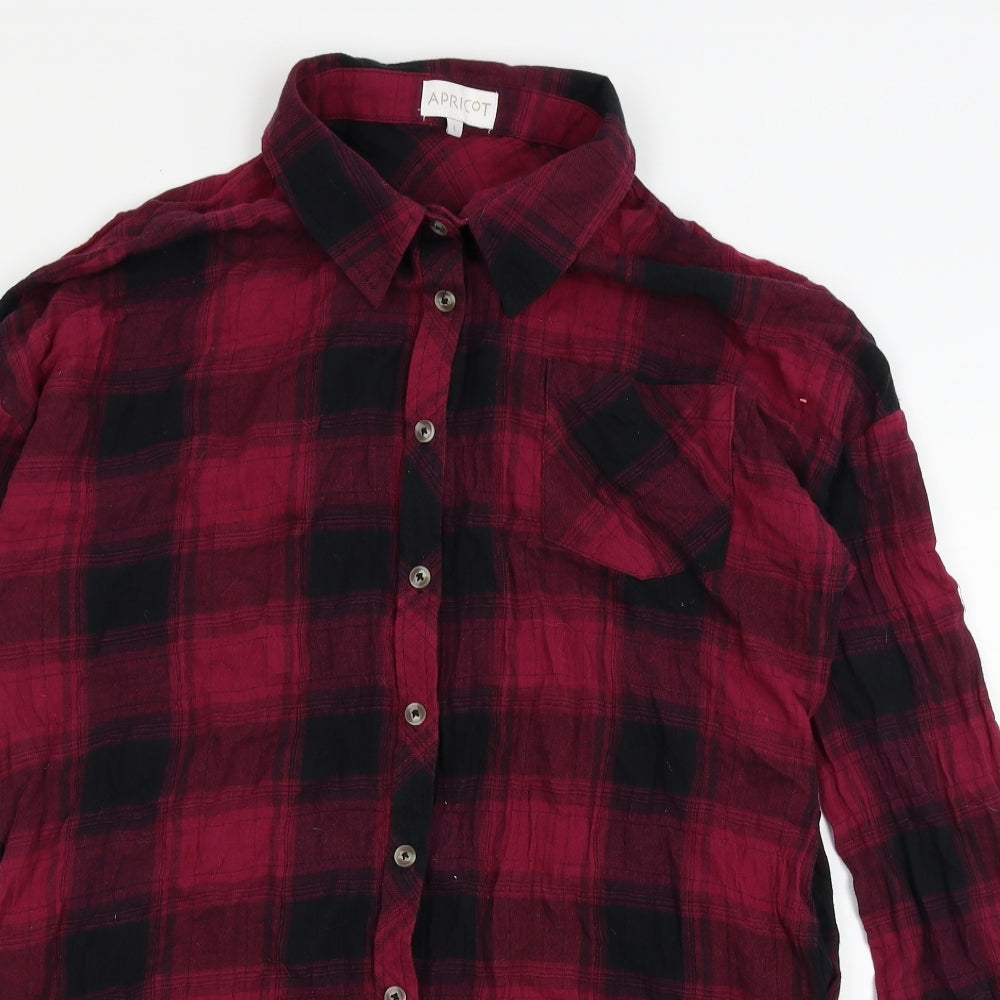 Apricot Womens Pink Plaid  Basic Button-Up Size L