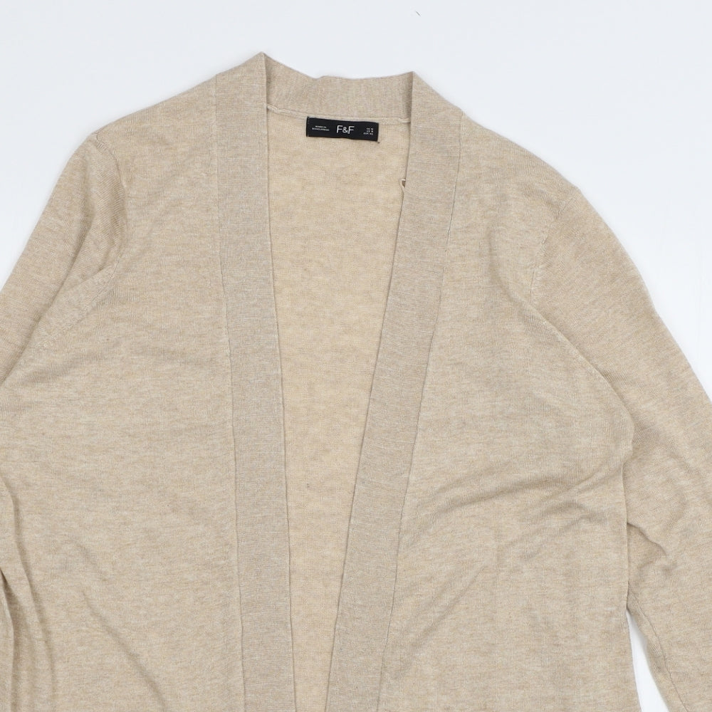 F&F Womens Beige  Knit Cardigan Jumper Size 12