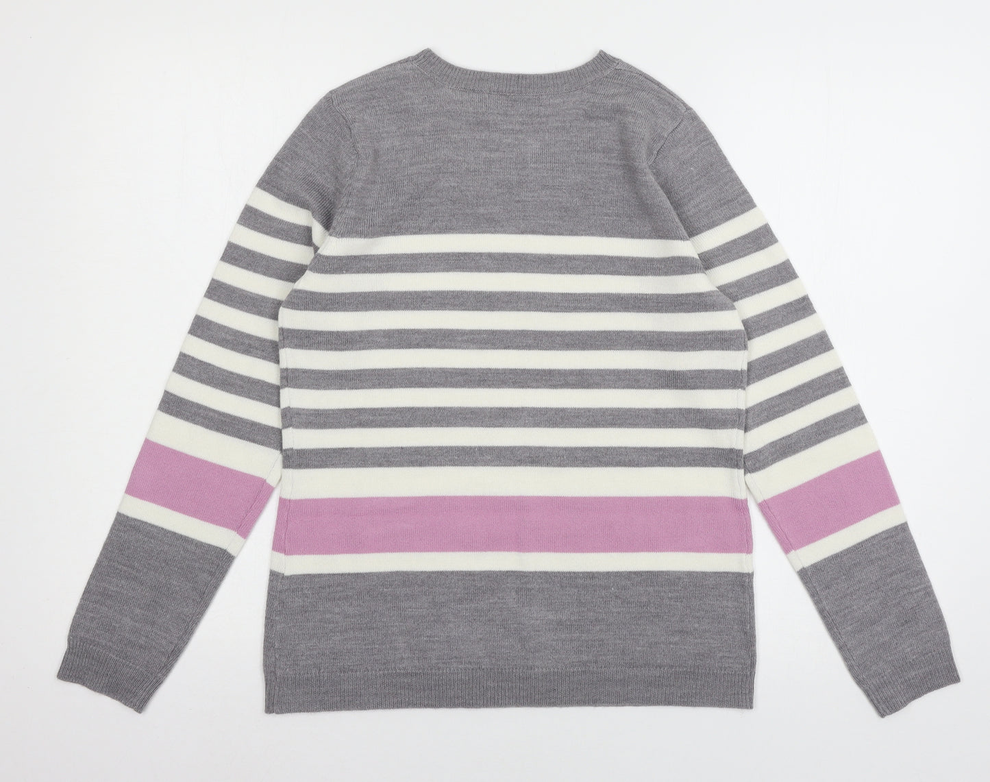 Papaya Womens Grey Striped Knit Pullover Jumper Size 18