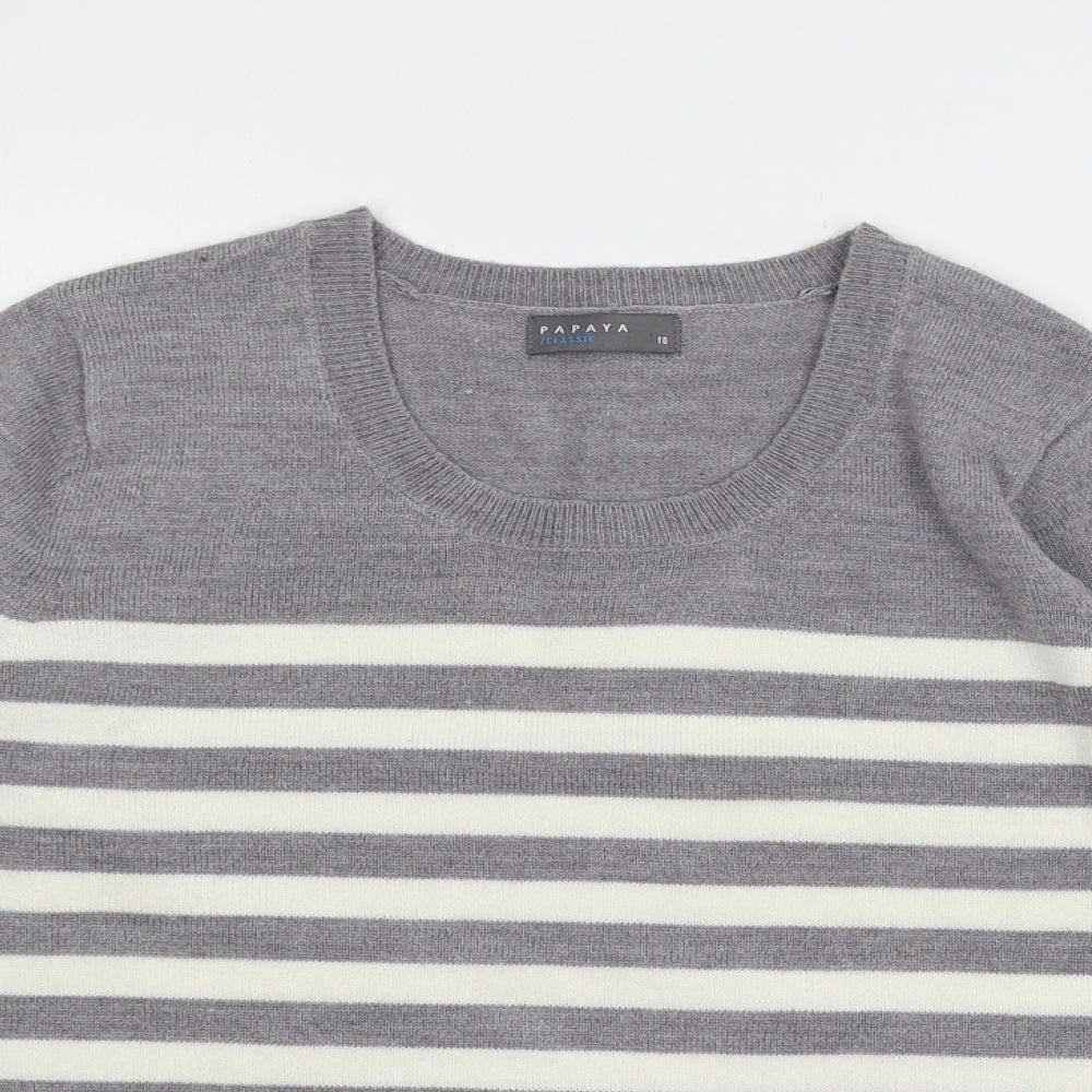 Papaya Womens Grey Striped Knit Pullover Jumper Size 18