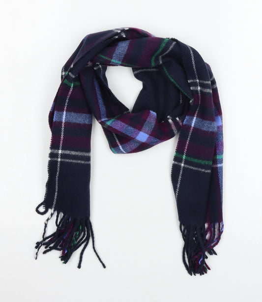 MArks Mens Blue Plaid Knit Rectangle Scarf Scarf One Size