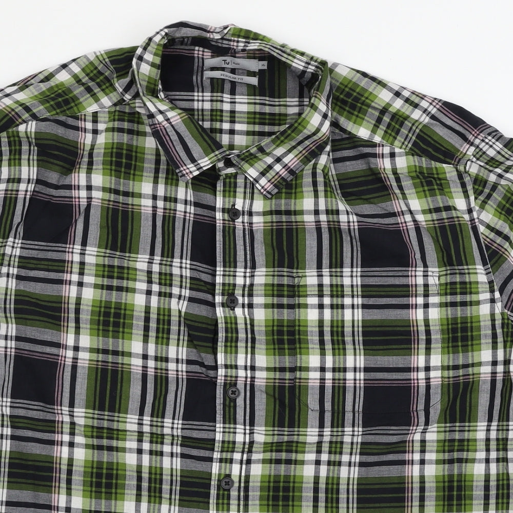 TU Mens Multicoloured Plaid   Button-Up Size XL